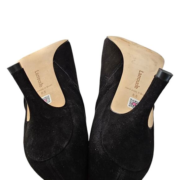 Larroude Mini Kate Suede Heel Boot Size 8.5 Ankle Zip Bootie Black - Picture 8 of 10